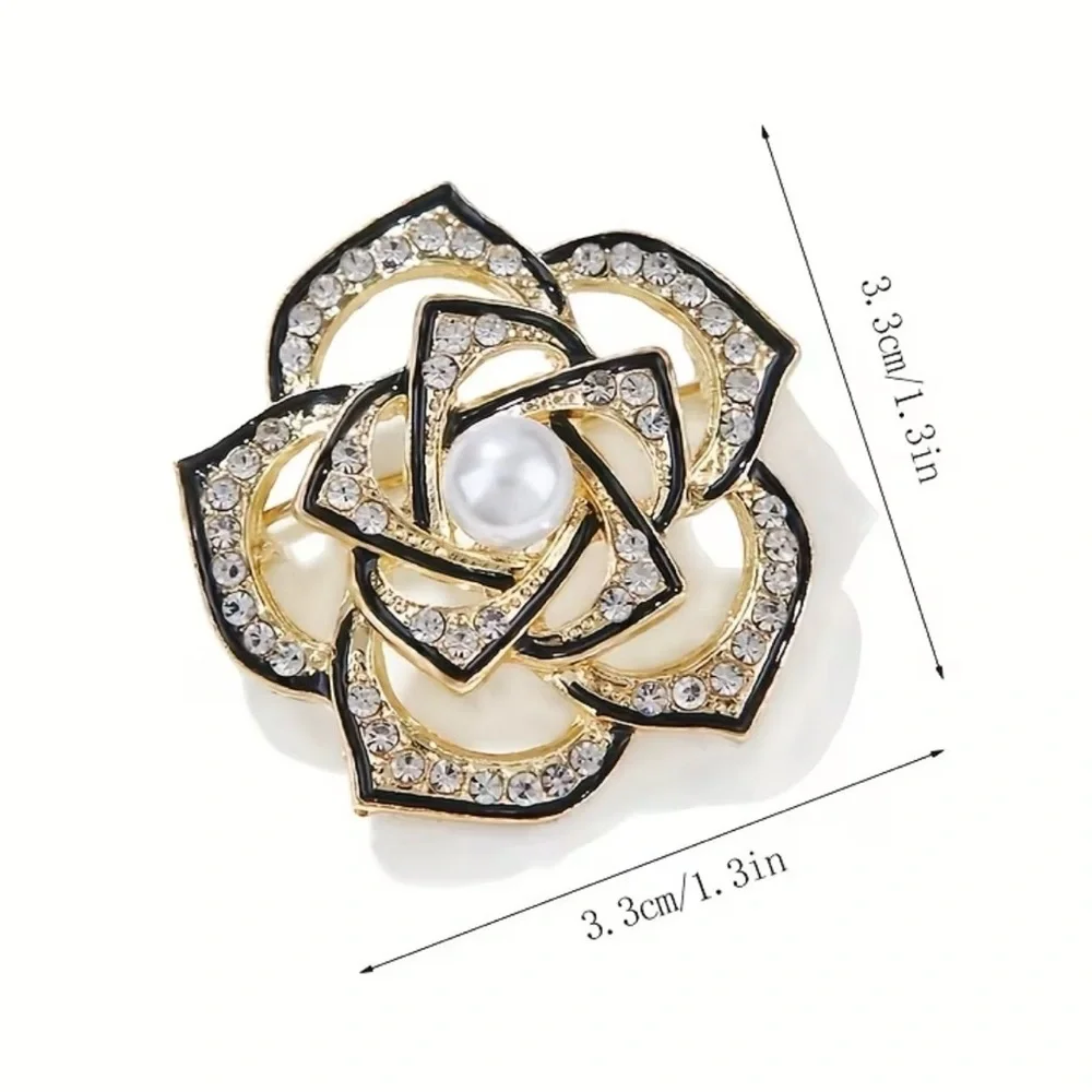 Women Rhinestone Camellia Brooch Non-slip Flower Brooch Pin Accessories Corsage